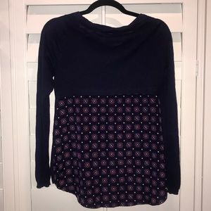 Anthropologie navy sweater with design back